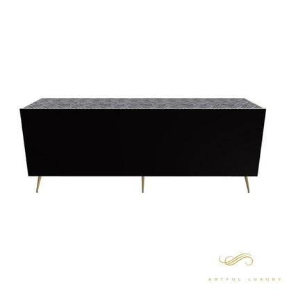 Geometric-Bone Inlay -Rectangular- Tv Cabinet | Luxury Handmade TV Cabinet