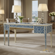 Elegant Blue and White Hand-Painted Floral Desk | Luxury Handmade Desk