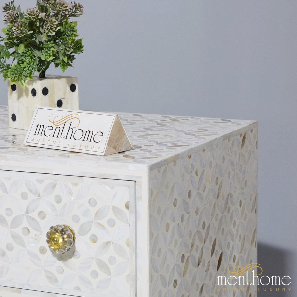 Six-Drawer Dresser Mother of Pearl Eye Cut Design | Luxury Handmade Dresser