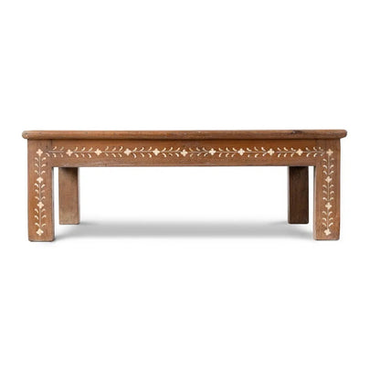 Teak Wood and Bone Inlay Low Dining Table