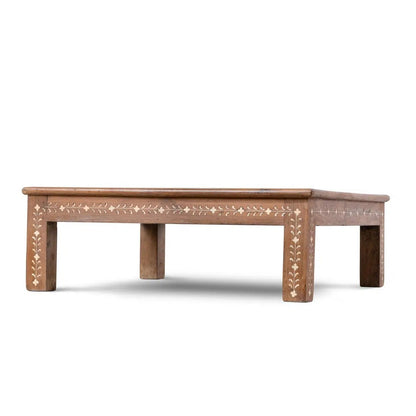 Teak Wood and Bone Inlay Low Dining Table