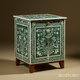 Handcrafted Green Floral Inlay Wooden Side Table | Luxury Handmade Bedside Table