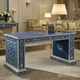 Elegant Blue Inlay Wooden Desk | Luxury Handmade Desk