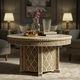 Handcrafted Round Bone Inlay Coffee Table | Luxury Handmade Coffee Table