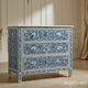 Blue and White Floral Inlay Chest of Drawers | Luxury Handmade Dresser