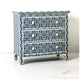 Bone Inlay 3 drawer dresser indigo blue | Luxury Handmade Dresser
