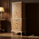 Handcrafted Wooden Floral Inlay Cabinet | Luxury Handmade Tallboy