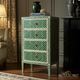 Green and White Patterned 4-Drawer Chest | Luxury Handmade Tallboy