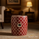 Red Moroccan Pattern Ceramic Garden Stool | Luxury Handmade Stool