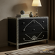 Black Wooden Chest of Drawers with Intricate White Inlay | Luxury Handmade Dresser