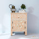 Flower Pattern Inlaid Bedside Table in Orange Color | Luxury Handmade Bedside Table