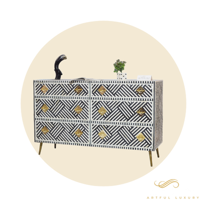 Moroccan Pattern 9-Drawer Bone Inlay Dresser | Luxury Handmade Dresser