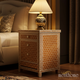 Elegant Inlay Wooden Bedside Table with Decorative Lamp | Luxury Handmade Bedside Table