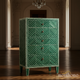 Emerald Green Geometric Inlaid Chest of Drawers | Luxury Handmade Tallboy
