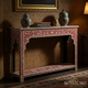 Handcrafted Red Bone Inlay Console Table with Floral Patterns | Luxury Handmade Console