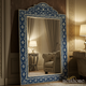Elegant Blue and Gold Ornate Wall Mirror | Luxury Handmade Mirror