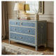 Blue Chevron Pattern Bone Inlay Chest of Drawers | Luxury Handmade Dresser
