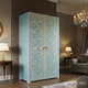 Elegant Blue Floral Patterned Wardrobe | Luxury Handmade Wardrobe