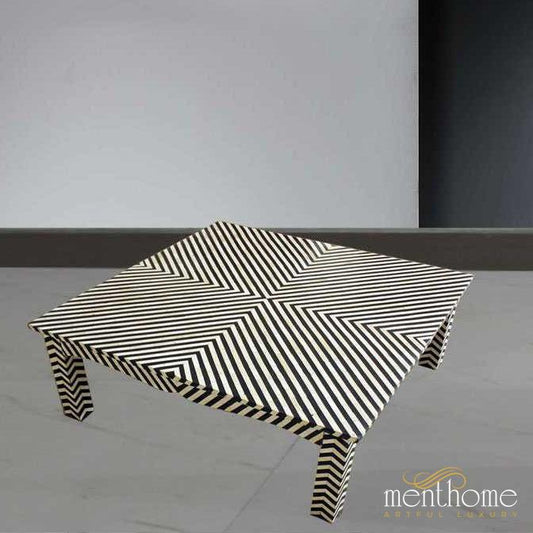 Unique Coffee Table Chevron Bone Inlay | Luxury Handmade Coffee Table