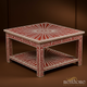 Handcrafted Red and White Inlaid Square Coffee Table | Luxury Handmade Coffee Table