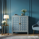 Elegant Blue Floral Inlay Cabinet | Luxury Handmade Cabinet