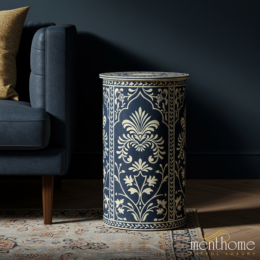 Elegant Floral Ceramic Side Table | Luxury Handmade Side Table