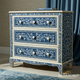Hand-Painted Blue Floral Wooden Chest of Drawers | Luxury Handmade Chest of Drawer