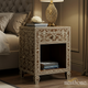 Handcrafted Wooden Bedside Table with Floral Inlay | Luxury Handmade Bedside Table