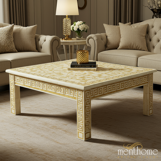 Elegant Greek Key Pattern Coffee Table | Luxury Handmade Coffee Table