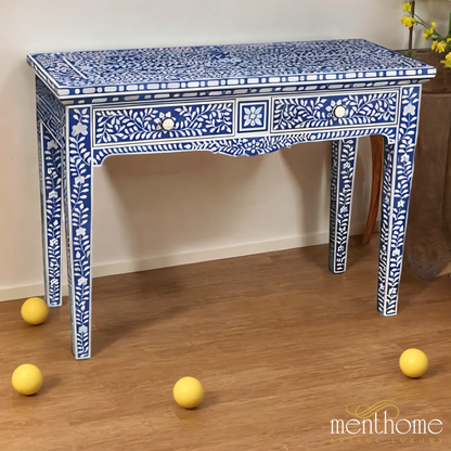 Bone Inlay desk | Handmade table | Designer Leg | Two Drawer | Luxury Handmade Desk