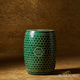 Decorative Green Hexagonal Patterned Ceramic Stool | Luxury Handmade Stool