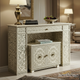 Antique Floral Inlay Console Table with Storage Cabinet | Luxury Handmade Console