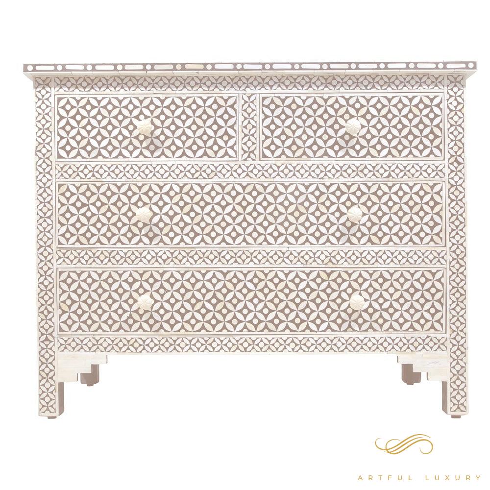 Bone Inlay Dresser Geometric Design | Luxury Handmade Dresser