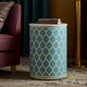 Elegant Teal Drum Table | Luxury Handmade Side Table