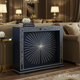 Elegant Navy Blue Decorative Cabinet with Sunburst Inlay | Luxury Handmade Console
