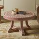 Handcrafted Red and White Inlaid Bone Coffee Table | Luxury Handmade Coffee Table
