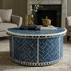 Elegant Blue and White Inlaid Round Coffee Table | Luxury Handmade Coffee Table
