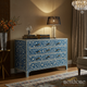 Handcrafted Blue Bone Inlay Floral Chest of Drawers | Luxury Handmade Dresser
