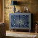 Navy and Ivory Sunburst Inlay Sideboard Cabinet | Luxury Handmade Dresser