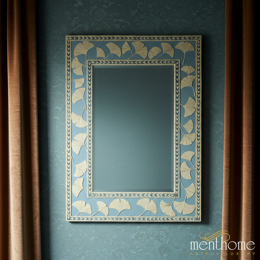 Elegant Ginkgo Leaf Design Mirror | Luxury Handmade Mirror