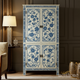 Vintage Blue and White Floral Cabinet | Luxury Handmade Tallboy