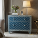 Blue Bone Inlay Chevron Pattern Chest of Drawers | Luxury Handmade Dresser