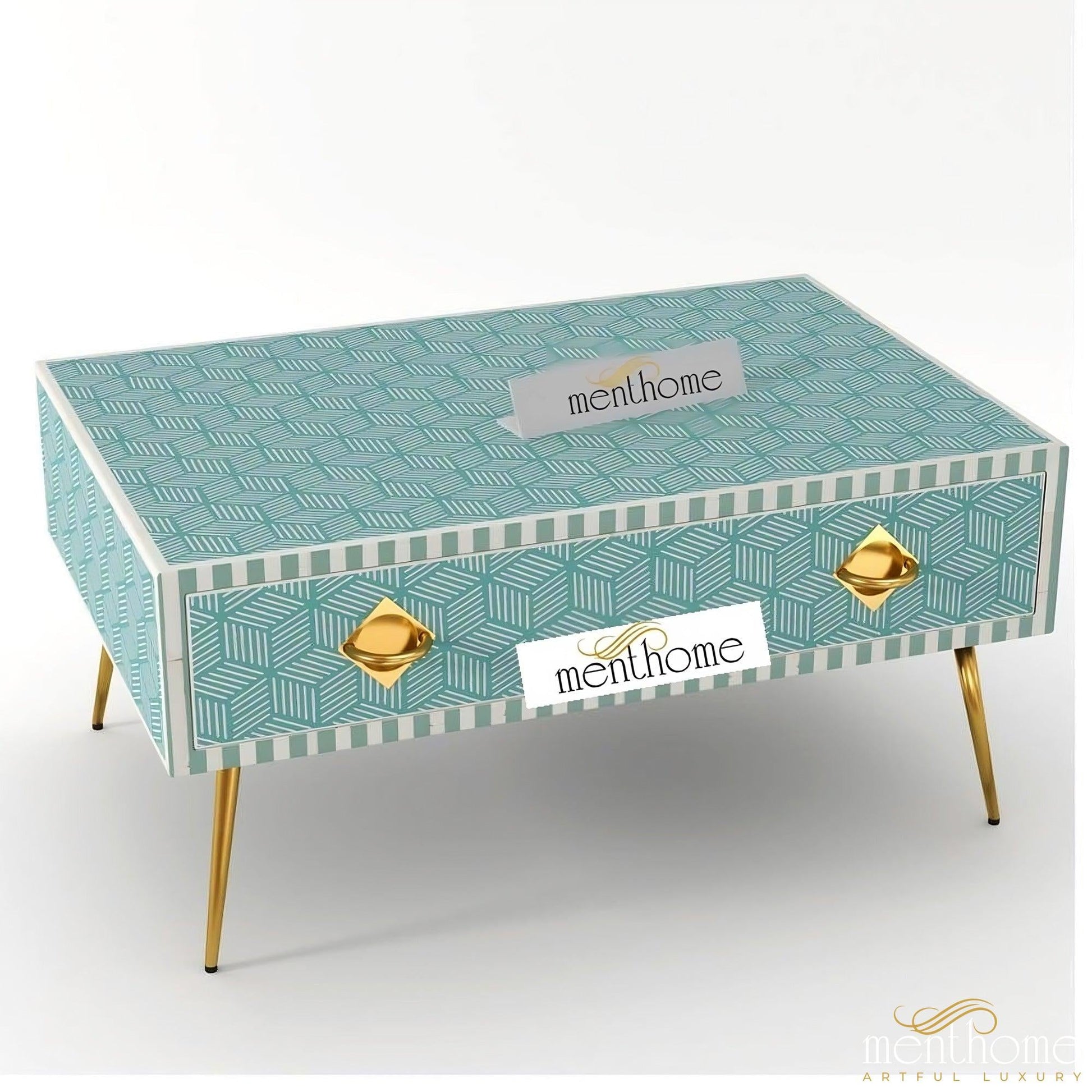 Handmade Inlaid Optical Coffee Table | Luxury Handmade Coffee Table