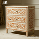 Handcrafted Floral Inlay Three-Drawer Chest | Luxury Handmade Chest of Drawer