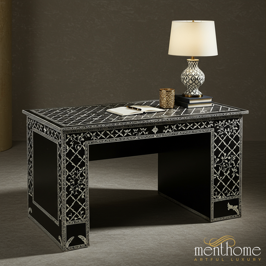 Black and White Inlay Writing Desk | Luxury Handmade Desk