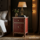 Decorative Red and Gold Patterned Nightstand | Luxury Handmade Bedside Table