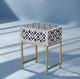 Bone Inlay Geometric Bedside table | Luxury Handmade Bedside Table