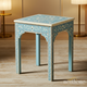 Handcrafted Blue Floral Inlay Side Table | Luxury Handmade Side Table