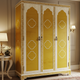 Elegant Hand-Painted Wooden Wardrobe with Gold Accents | Luxury Handmade Wardrobe