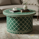 Green Moroccan Patterned Round Coffee Table | Luxury Handmade Coffee Table